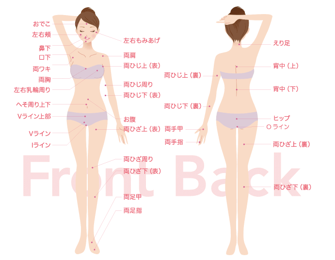 シースリー小倉店は全身53ヶ所脱毛